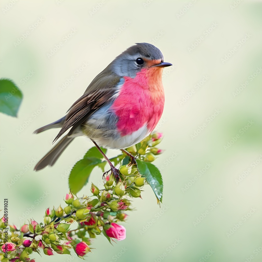 Summer Serenity: Capturing the Colorful Rose Robin in Minimal Style Summer Serenity: Capturing the Colorful Rose Robin in Minimal Style