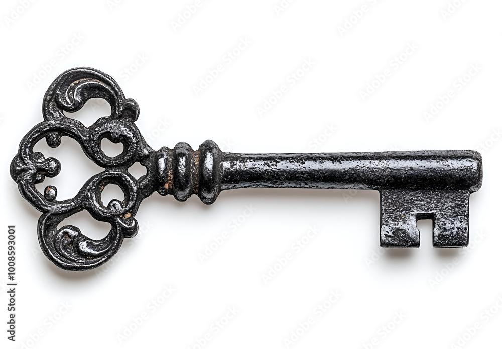 An antique key featuring a black handle, showcasing intricate details and a vintage design.
An antique key featuring a black handle, showcasing intricate details and a vintage design.