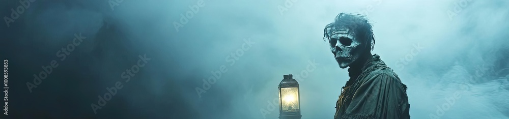 A mysterious figure holding a lantern in a foggy landscape, evoking an eerie atmosphere and themes of darkness and adventure. A mysterious figure holding a lantern in a foggy landscape, evoking an eerie atmosphere and themes of darkness and adventure.