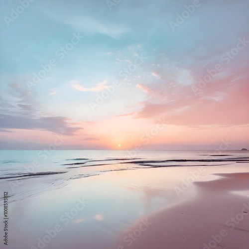 Serene Sunset over a Calm Sea: A Minimalist Perspective