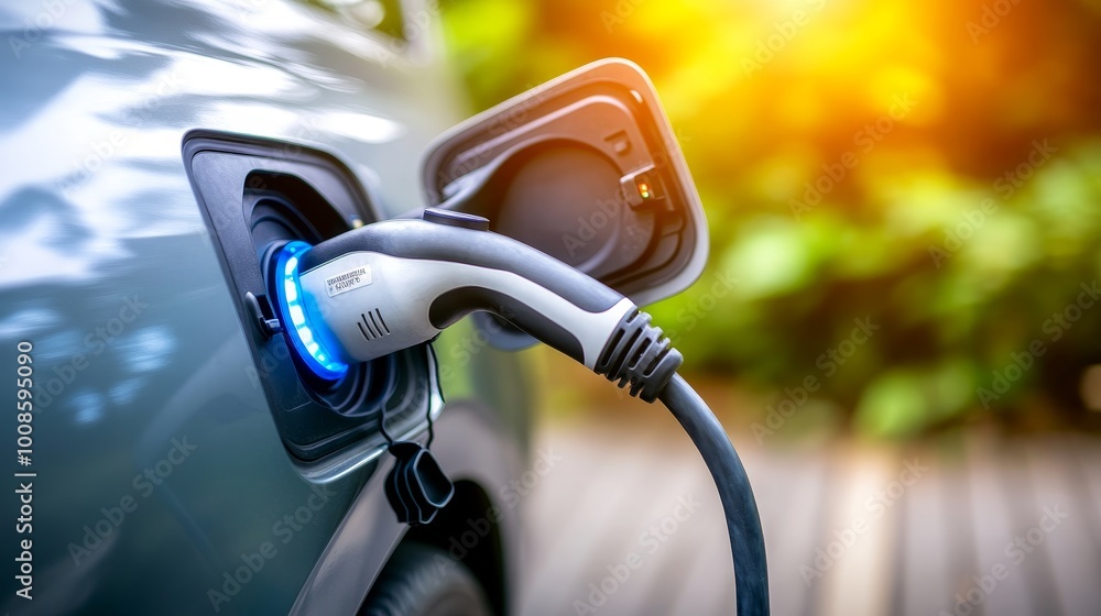 Electric Vehicle Charging Station, Plugged In and Ready for Sustainable