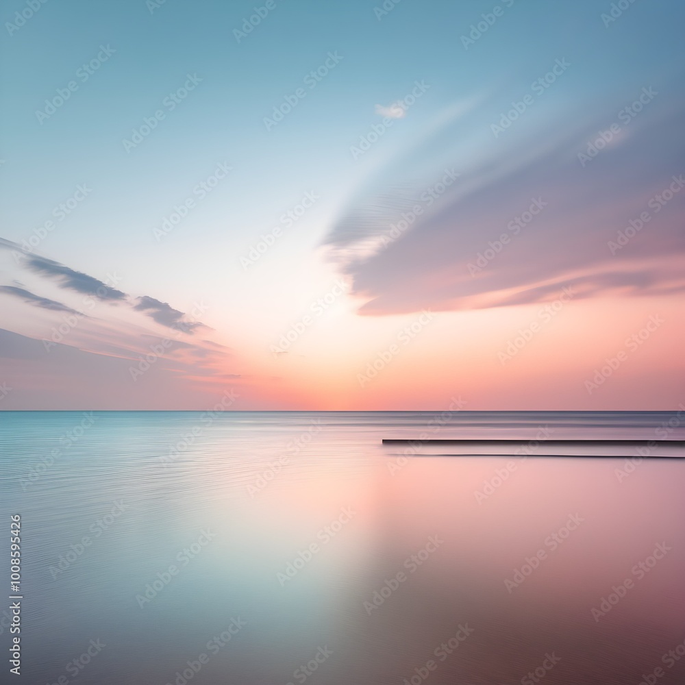 Naklejka premium Soft Tones and Tranquility: Sunset Beach Photography