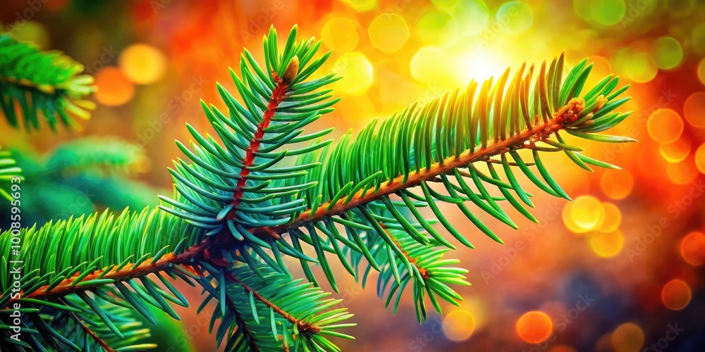 Lush Watercolor Illustration of a Fir Branch with Green Needles and Natural Earthy Tones Background Lush Watercolor Illustration of a Fir Branch with Green Needles and Natural Earthy Tones Background