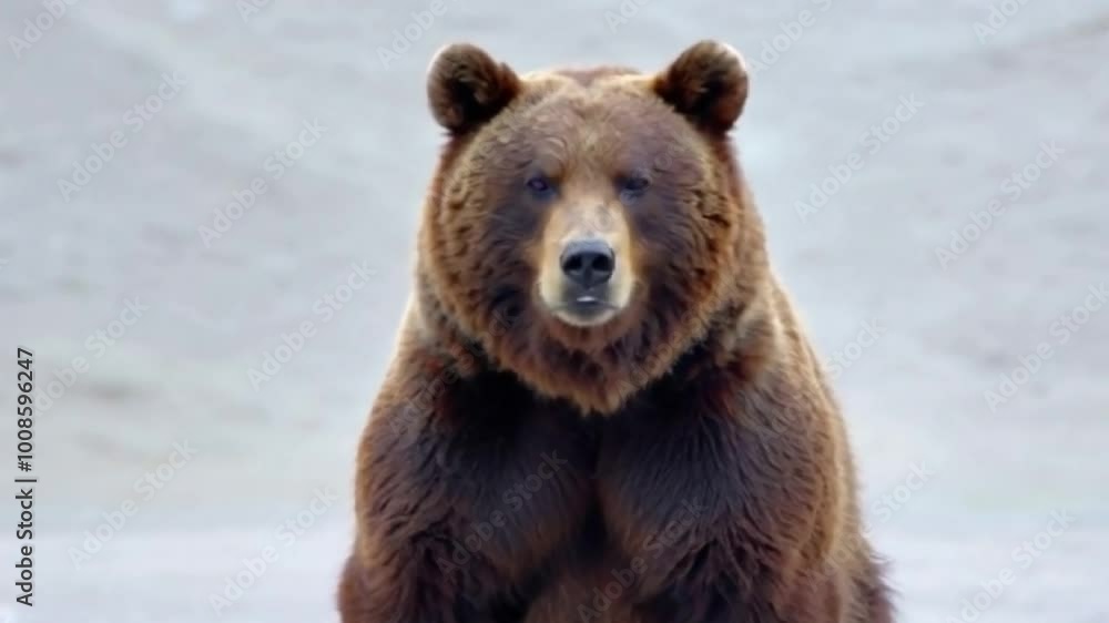 curious bear sits quietly against the plains amidst calm backdrop curious bear sits quietly against the plains amidst calm backdrop