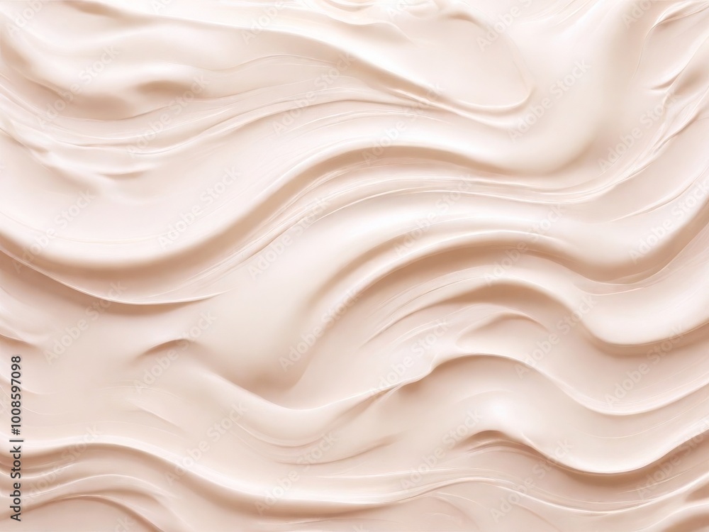 Obraz premium Pattern cosmetic smears of creamy texture on a pastel beige background. Created by Ai tool.