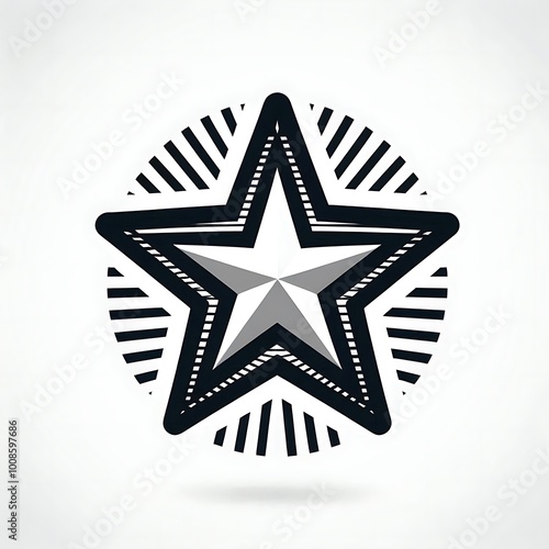 Black and White Star Icon with Gradient Fill	