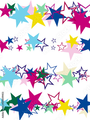Object fountain organized from random sparcle star pictographs as fireworks.