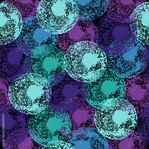Bubbly colorful hand drawn seamless pattern.