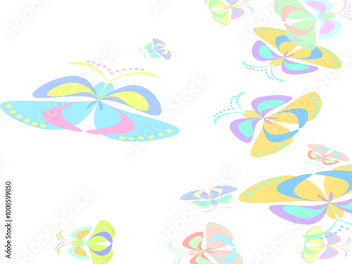 The flying-up watercolor butterflies. Vector illustration