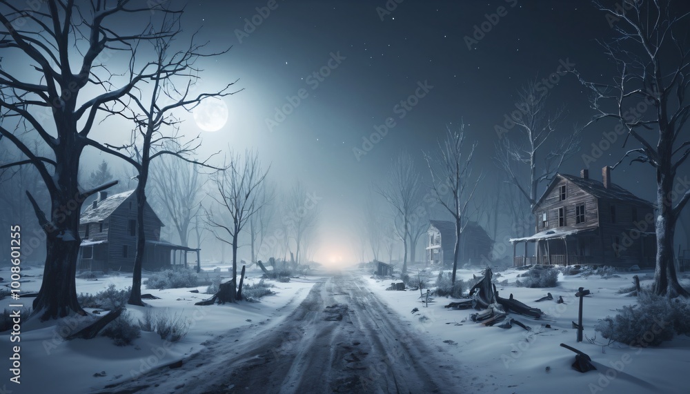 Heavy fog in the town illustration creepy background Heavy fog in the town illustration creepy background