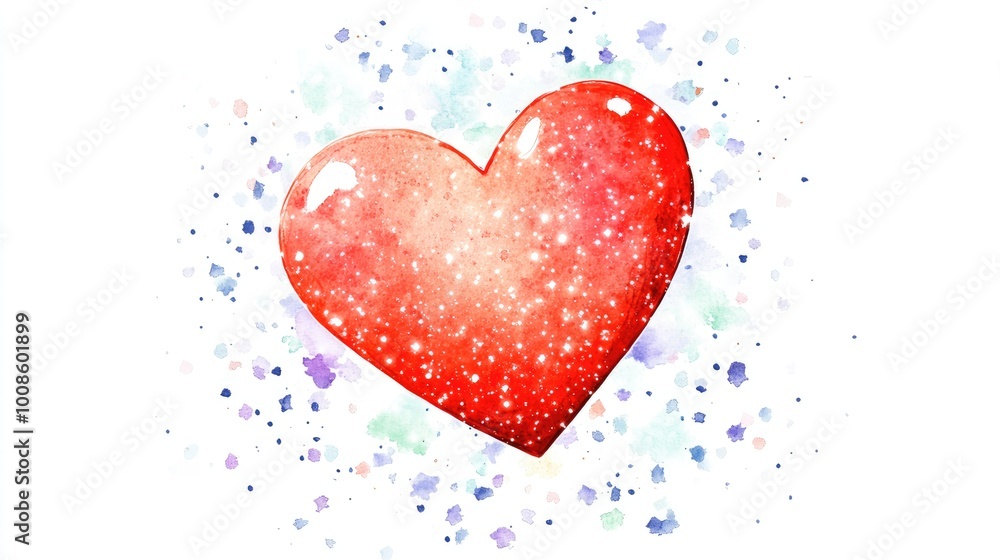 A radiant red heart surrounded by a universe of colors, representing love, spiritual healing, and mental wellness in a beautiful watercolor painting. A radiant red heart surrounded by a universe of colors, representing love, spiritual healing, and mental wellness in a beautiful watercolor painting.