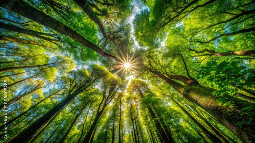 Majestic Forest Canopy Revealing Depths of Nature Under Vibrant Sunlight and Lush Green Foliage Majestic Forest Canopy Revealing Depths of Nature Under Vibrant Sunlight and Lush Green Foliage