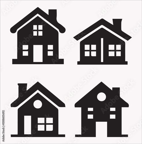 Real Estate and Construction vector silhouette on a white background