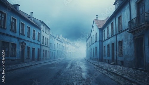 Heavy fog in the town illustration creepy background