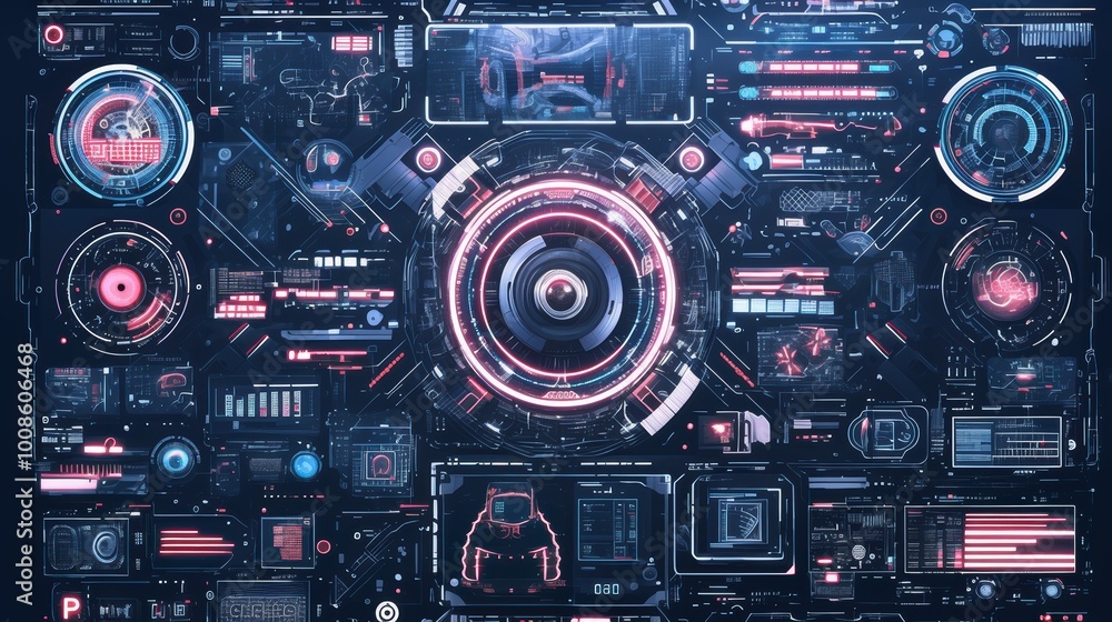 Futuristic Digital Interface with Data Visualizations Futuristic Digital Interface with Data Visualizations