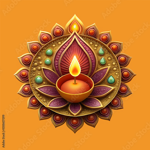 Free Vector Happy Diwali with Diya oil lamps lite during generative ai 