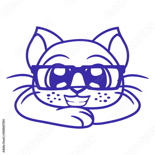 Cat Design Nerd Horn-rimmed Glasses Geek Smart Intelligent Funny Cool Tie Suit Cartoon Cute Cats Lovers Cartoon Comic Fun Love Sweet Kittens Adorable Feline Playful Kitties Fur Baby Paw Pet Owners