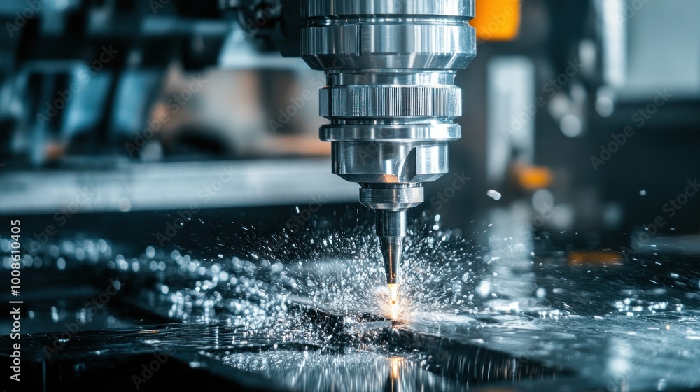 Close-up of a CNC Machine Cutting Metal Close-up of a CNC Machine Cutting Metal