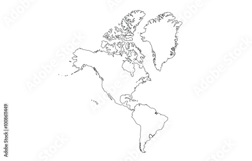North America map outline isolated on white background. Map outline template. North America. Vector illustration.