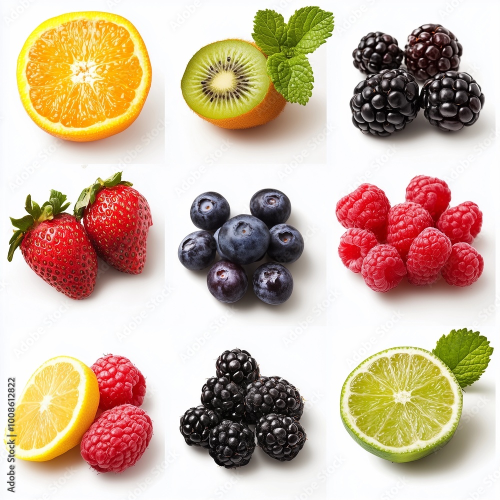 Fruits isolated on white