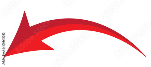 Red arrow icon indicating different direction. icon isolated on a transparent background for website banners ads and design elements.