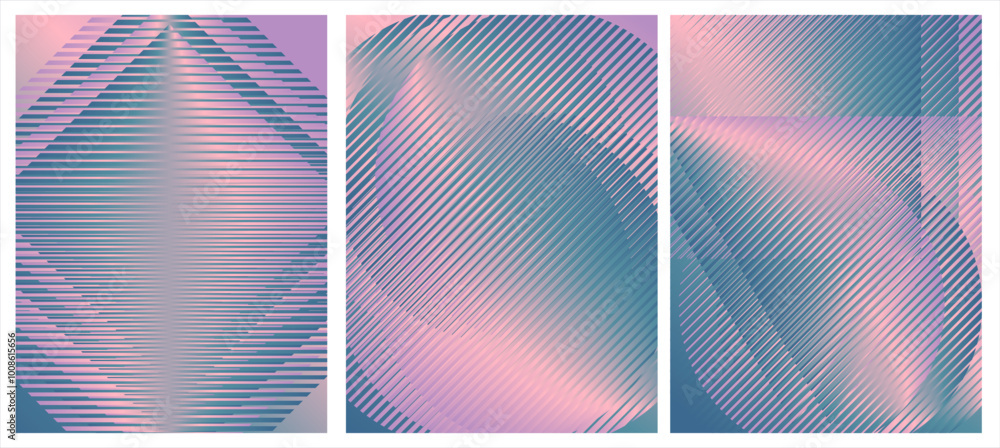 © Art Kovalenco - Retro collection gradient color poster style 70s background vector. Set abstract geometric retro wall decoration gradient background design groovy, trippy shape. Vector illustration vintage hippie ar