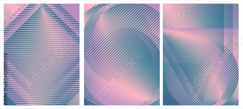 Retro collection gradient color poster style 70s background vector. Set abstract geometric retro wall decoration gradient background design groovy, trippy shape. Vector illustration vintage hippie ar