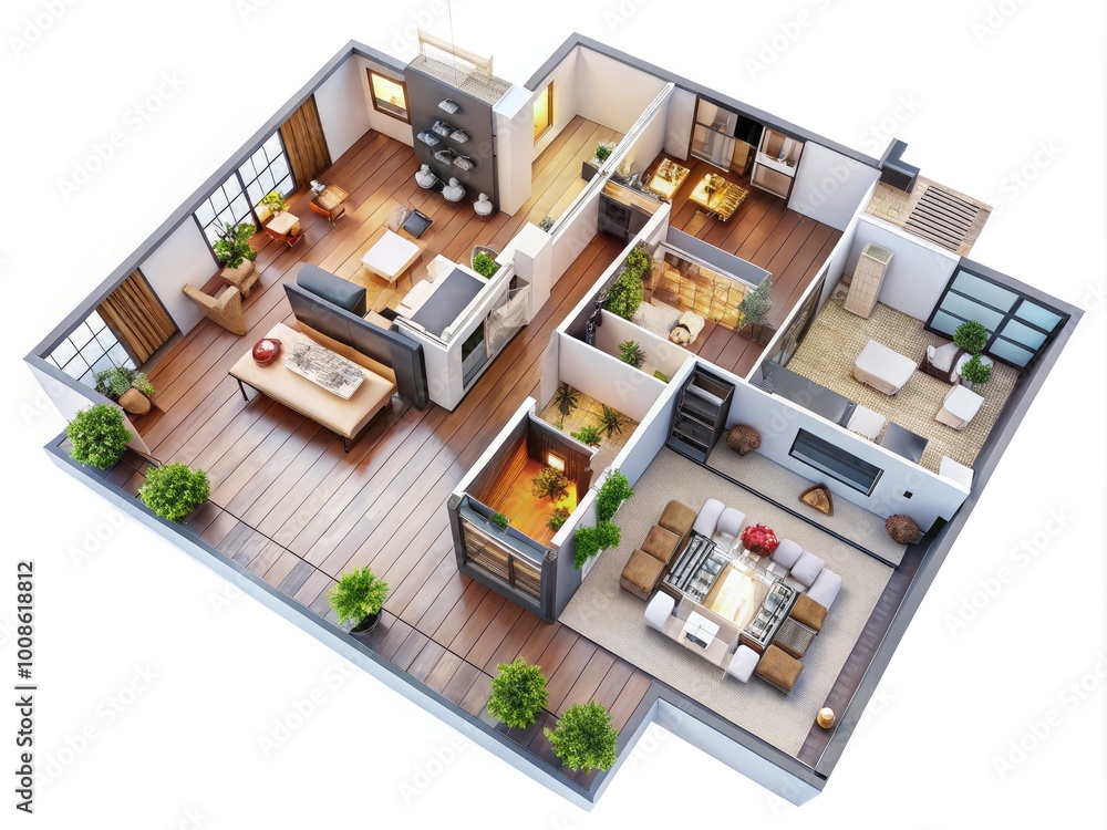 Modern 3D Floor Plan Design for Residential Spaces Featuring Open Concept and Stylish Layouts Modern 3D Floor Plan Design for Residential Spaces Featuring Open Concept and Stylish Layouts
