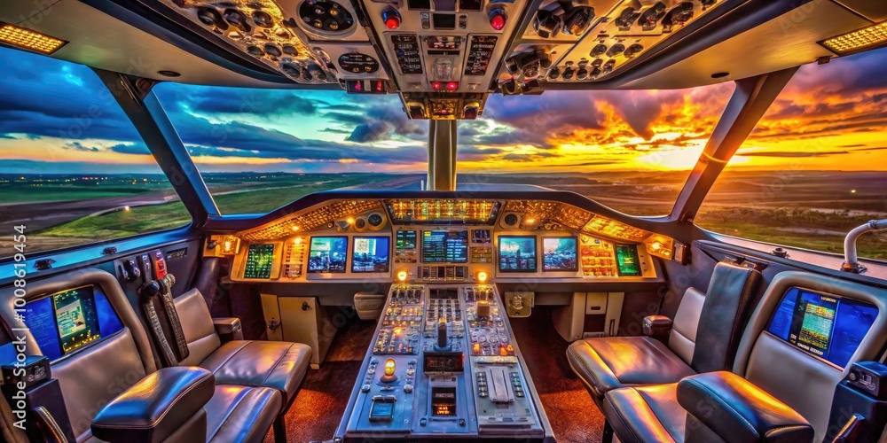 Modern Aircraft Cockpit with Advanced Instruments and Control Panel for Aviation Enthusiasts and Pilots Modern Aircraft Cockpit with Advanced Instruments and Control Panel for Aviation Enthusiasts and Pilots