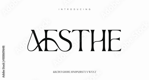 Aesthe Modern abstract digital tech font. Logo creative font, type, technology, movie, digital, music, movie. Fonts and illustration in vector format. Luxury Font.