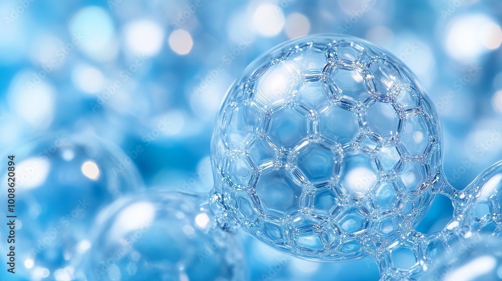 Transparent Geometric Molecular Structure in Blue Tone Transparent Geometric Molecular Structure in Blue Tone