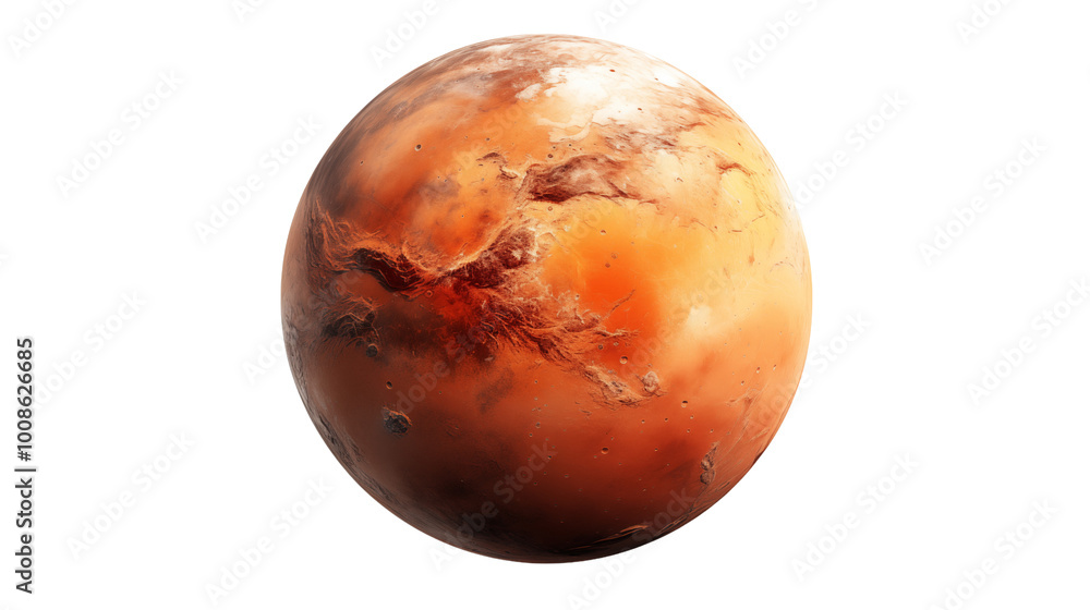 Fototapeta premium Planet Mars, Isolated on Transparent Background.