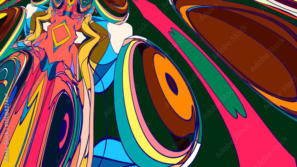 Obraz premium Colorful abstract psychedelic liquid and fluid background pattern 2025