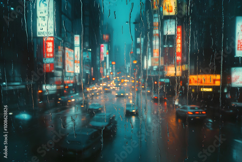 raining city at night