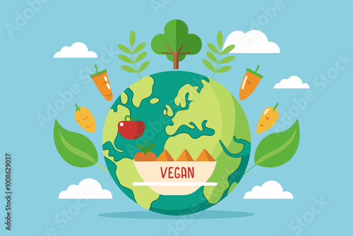 Celebrating world vegan day with earth-friendly vegetables and nature-inspired design