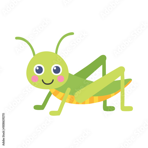 Grasshopper Insect Bug Animal Animation Kawaii Character Pest
