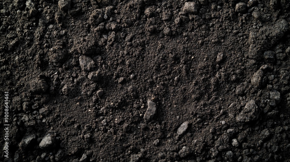Black soil background with a top view of black dirt texture with space for text or design, professional photography, eco-friendly nature, mock-up shot Black soil background with a top view of black dirt texture with space for text or design, professional photography, eco-friendly nature, mock-up shot