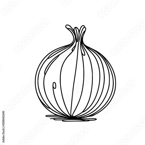 Linear vector outline drawing of an onion