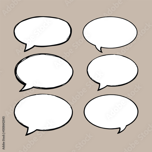 Set of Hand-Drawn Speech Bubbles on Neutral Background