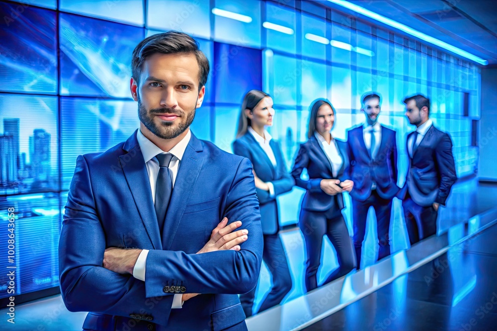 Fototapeta premium Professional Corporate Background in Blue Tones for Business Presentations and Marketing Materials