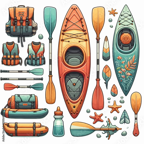 Kayak set illustration