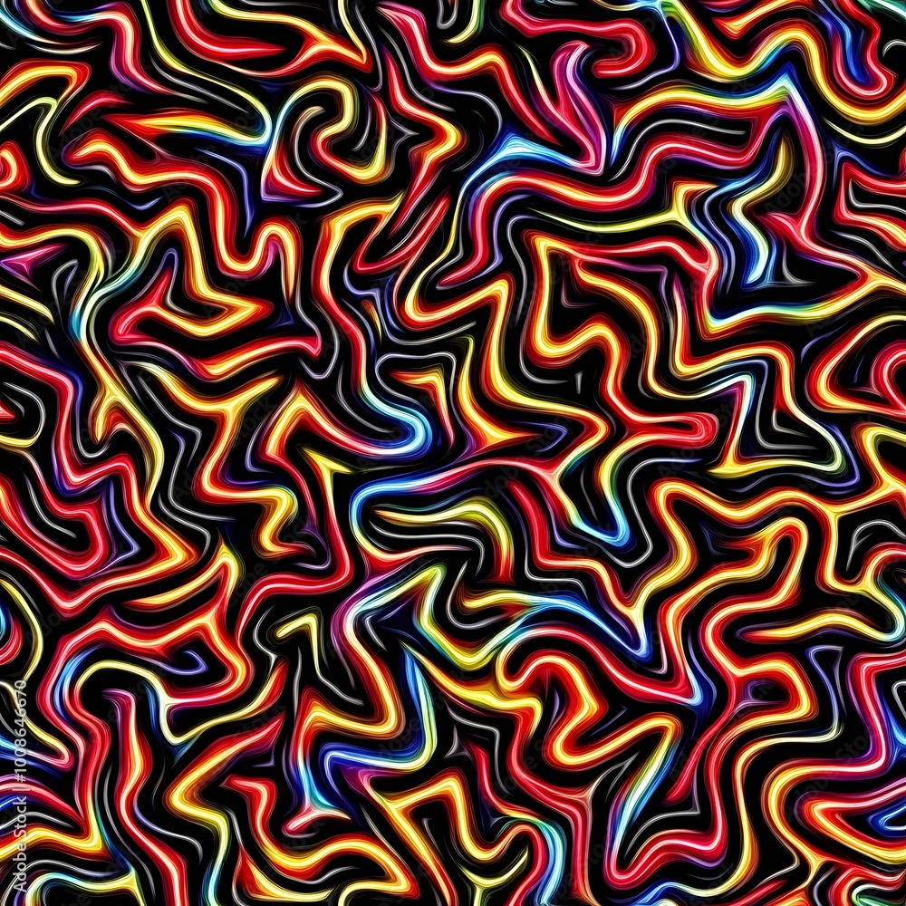 Fototapeta premium Abstract Swirls of Colorful Lines on Black Background