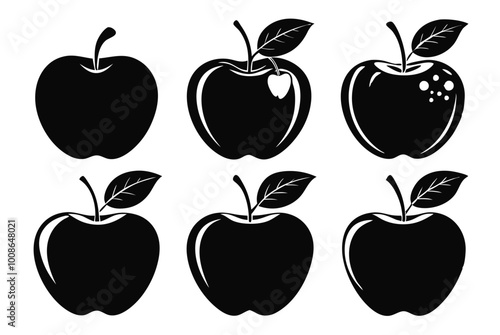silhouette apple vector set illustration isolated on white artboard