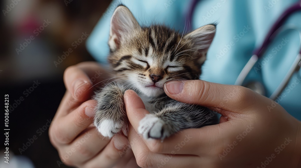 A gentle hand holds a sleeping kitten, showcasing the bond between pets and their caretakers in a peaceful and nurturing environment. A gentle hand holds a sleeping kitten, showcasing the bond between pets and their caretakers in a peaceful and nurturing environment.