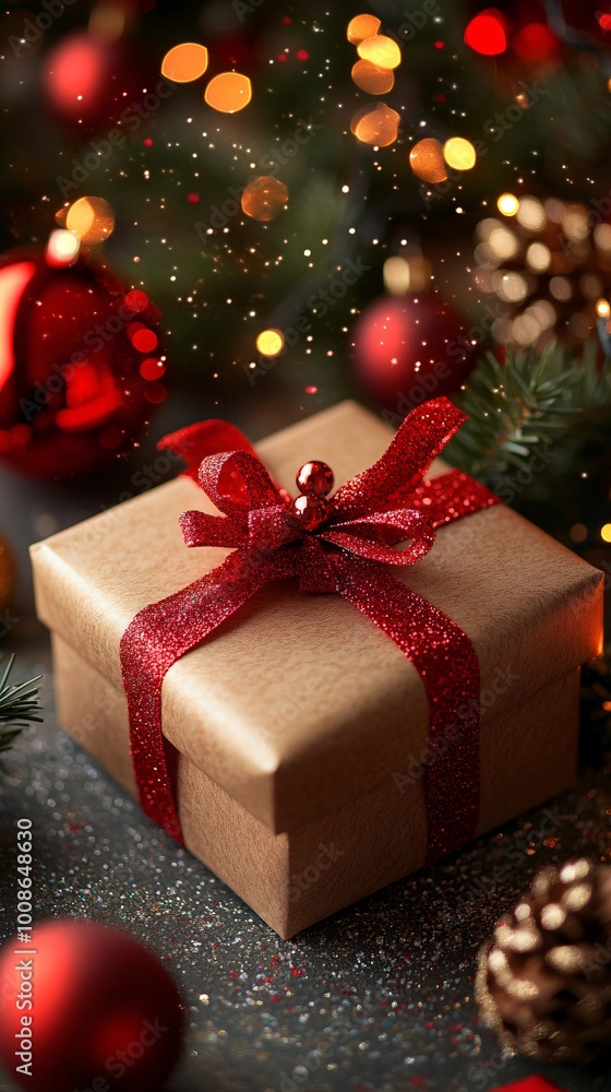 Festive Christmas Gift Box Presentation with Copy Space for Messages Festive Christmas Gift Box Presentation with Copy Space for Messages