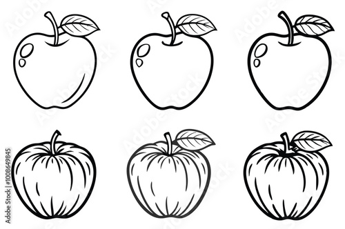 silhouette apple vector set illustration isolated on white artboard
