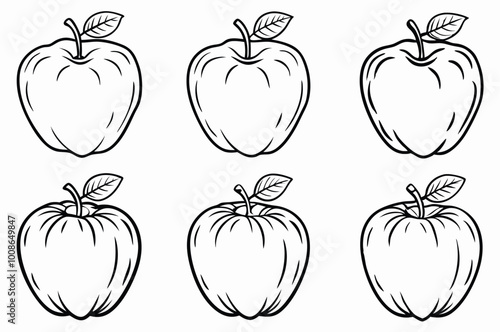 silhouette apple vector set illustration isolated on white artboard