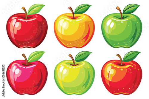 Set of colorful apples - vector illustration.