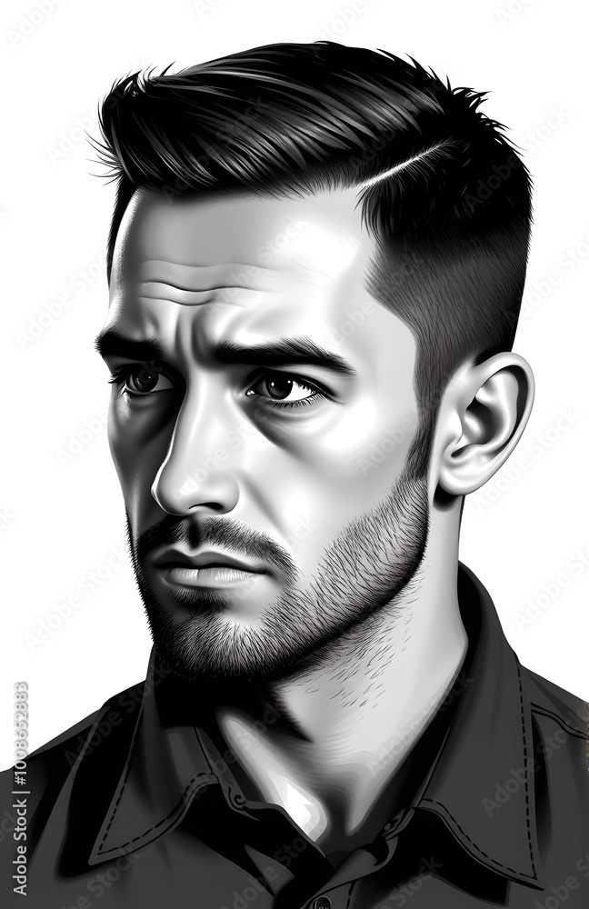 Ein Porträt eines jungen Mannes in Illustration Ein Porträt eines jungen Mannes in Illustration