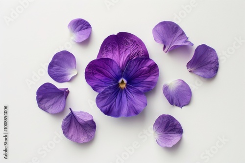 Minimalist Floral Elegance: Delicate Purple Flowers Against White Background






